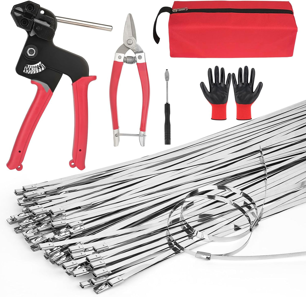 Huiyangteng 100 11.8 inch (200LBS) Metal Zip Ties Heavy Duty Outdoor,Metal Zip Tie Tool with Pcs Stainless Steel Zip
