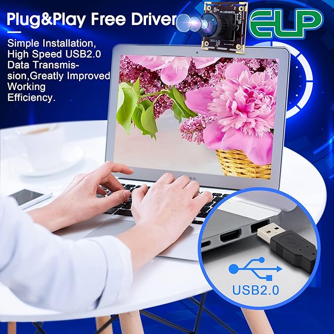 ELP 16MP Wide Angle USB Camera Module with 170degree Fisheye Lens for Raspberry Pi Computer 4K Mini UVC USB2.0 Video Webcam Board Industrial PC Lightburn IMX298 Laptop ELP-USB16MP01-L170