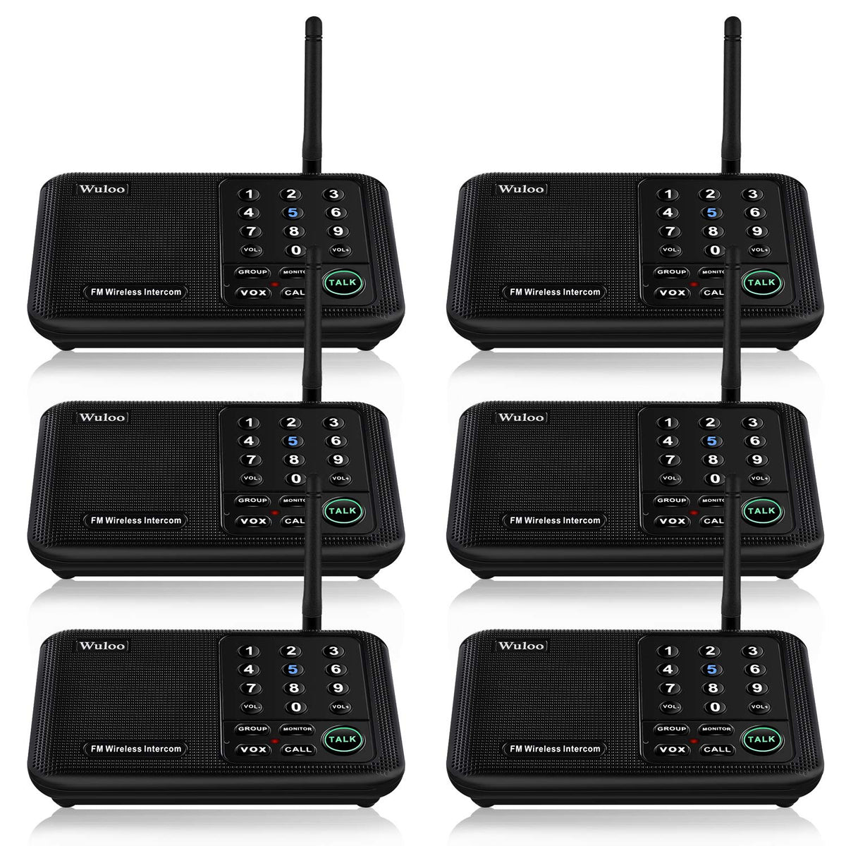 Wuloo Intercoms Wireless for Home 5280 Feet Range 10 Channel 3 Code, Wireless Intercom System for Home House Business Office, Room to Room Intercom