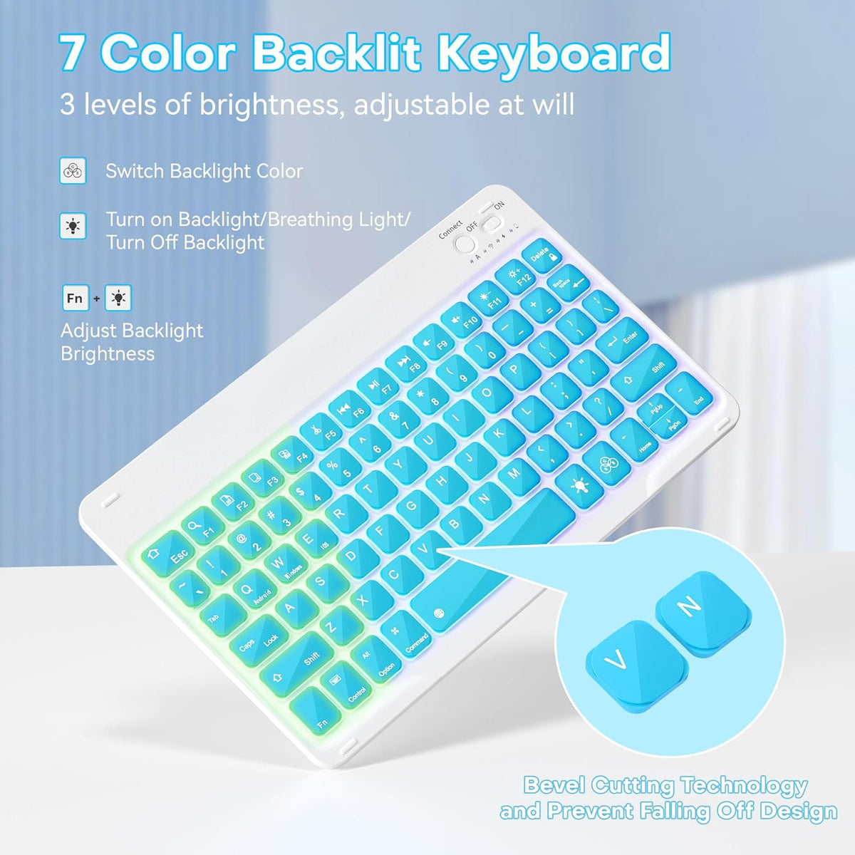 YBING Keyboard Case for iPad 10th Gen 10.9 inch(2022) & 11th Gen(A16, 2025), 360 Rotation Magnetic Cover with 7-Color Backlit Wireless Detachable Keypad with Pencil Holder for iPad 11th/10 Gen (Blue)