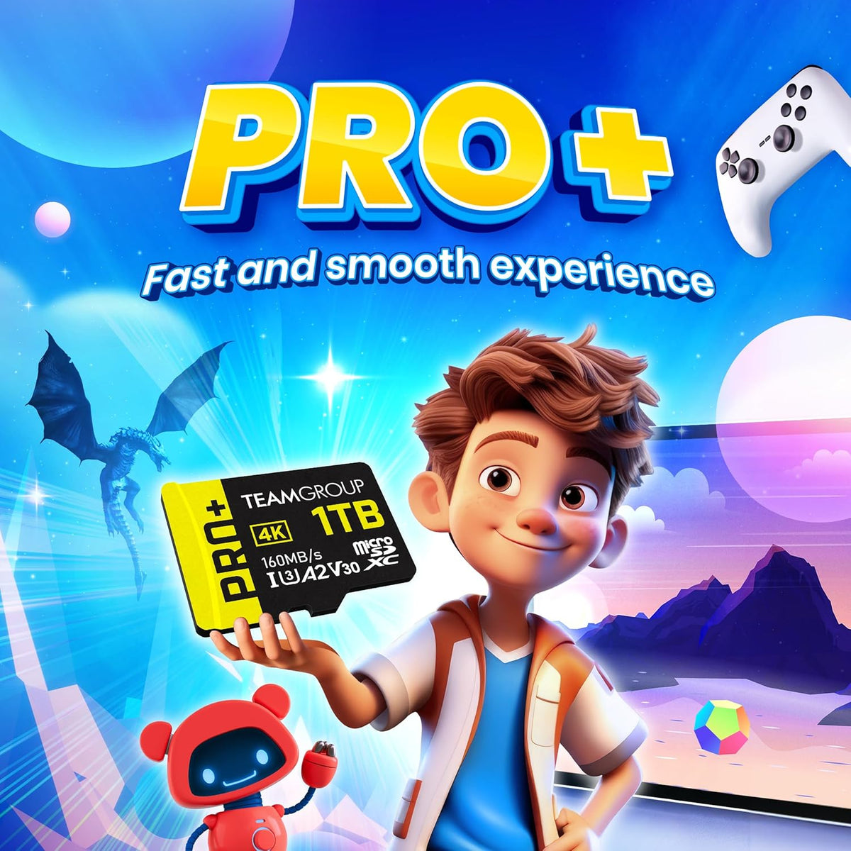 TEAMGROUP A2 Pro Plus Card 256GB Micro SDXC UHS-I U3 A2 V30, Read/Write up to 160/110 MB/s for Nintendo-Switch, Steam Deck, Tablets, Smartphones with Adapter TPPMSDX256GIA2V3003