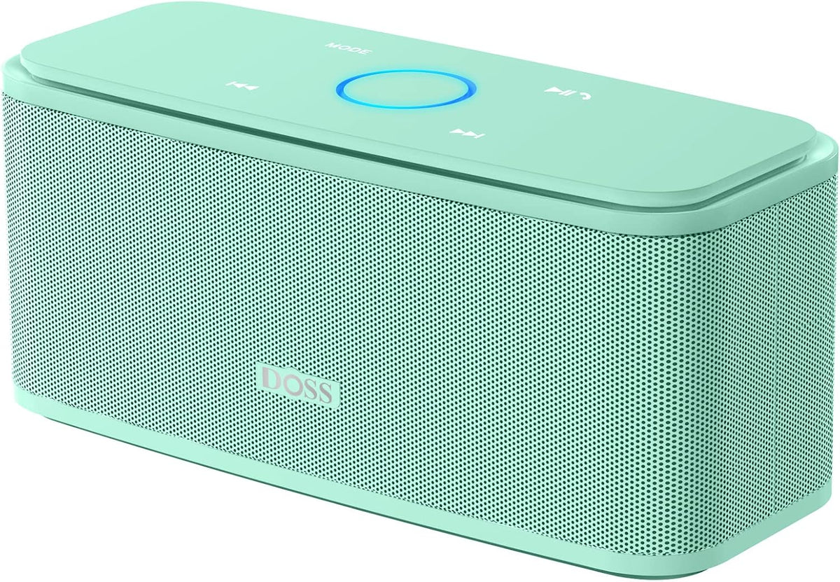 DOSS SoundBox Touch Wireless Bluetooth Speaker with 12W HD Sound and Bass, IPX5 Water-Resistant, 20H Playtime, Handsfree, Portable for Office, Home, Outdoor, Travel-Green