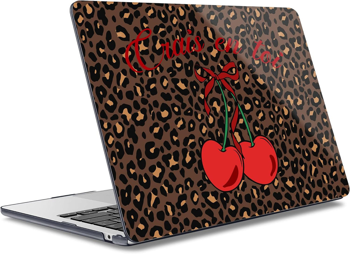 May Chen for MacBook Air 13.6 Inch Case 2025/2024/2023/2022 Release (Model A2681 A3113 A3240, M2 M3 M4 Chip) – Hard Shell Laptop Cover with Keyboard Cover & Screen Protector， Cherry & Leopard
