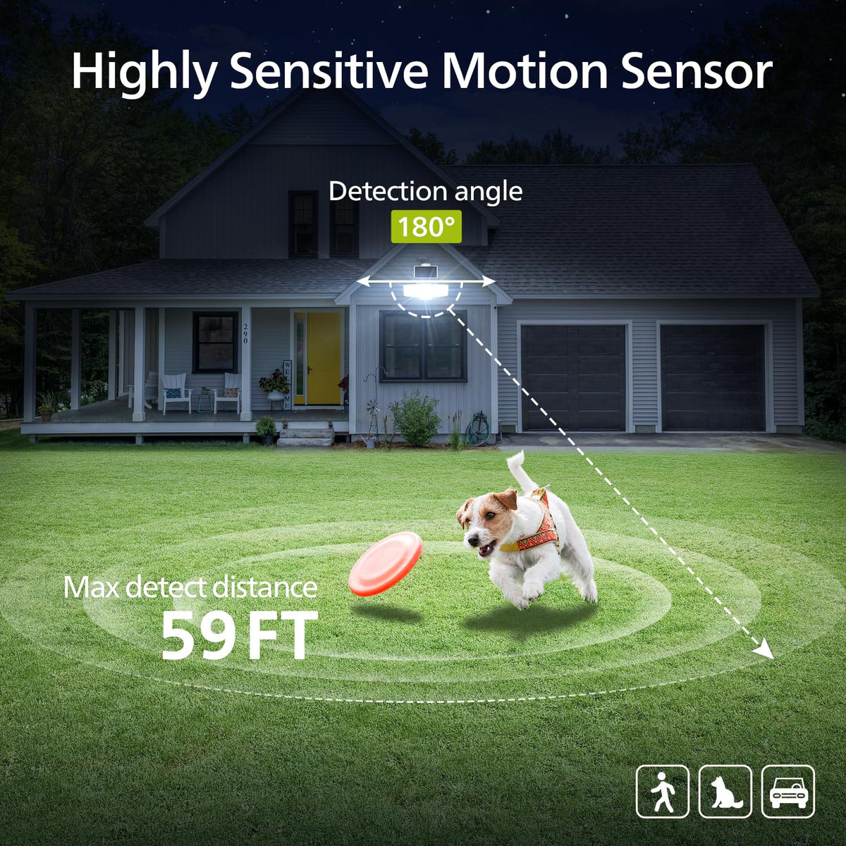 Philips 3600LM Solar Security Lights, 5000K Waterproof Dimmable LED Motion Sensor Outdoor Lights, 3 Adjustable Heads w/16ft Cable, Separate Solar