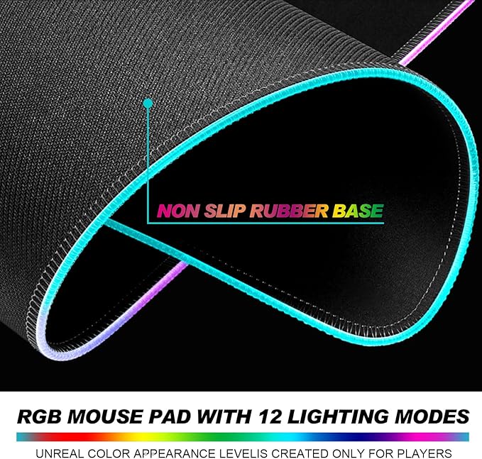 RGB Retro Coloful Checkered Gaming Desk Mat Computer Keyboard Large Extended Long LED Mouse Pad for Office and Home XL (W20)