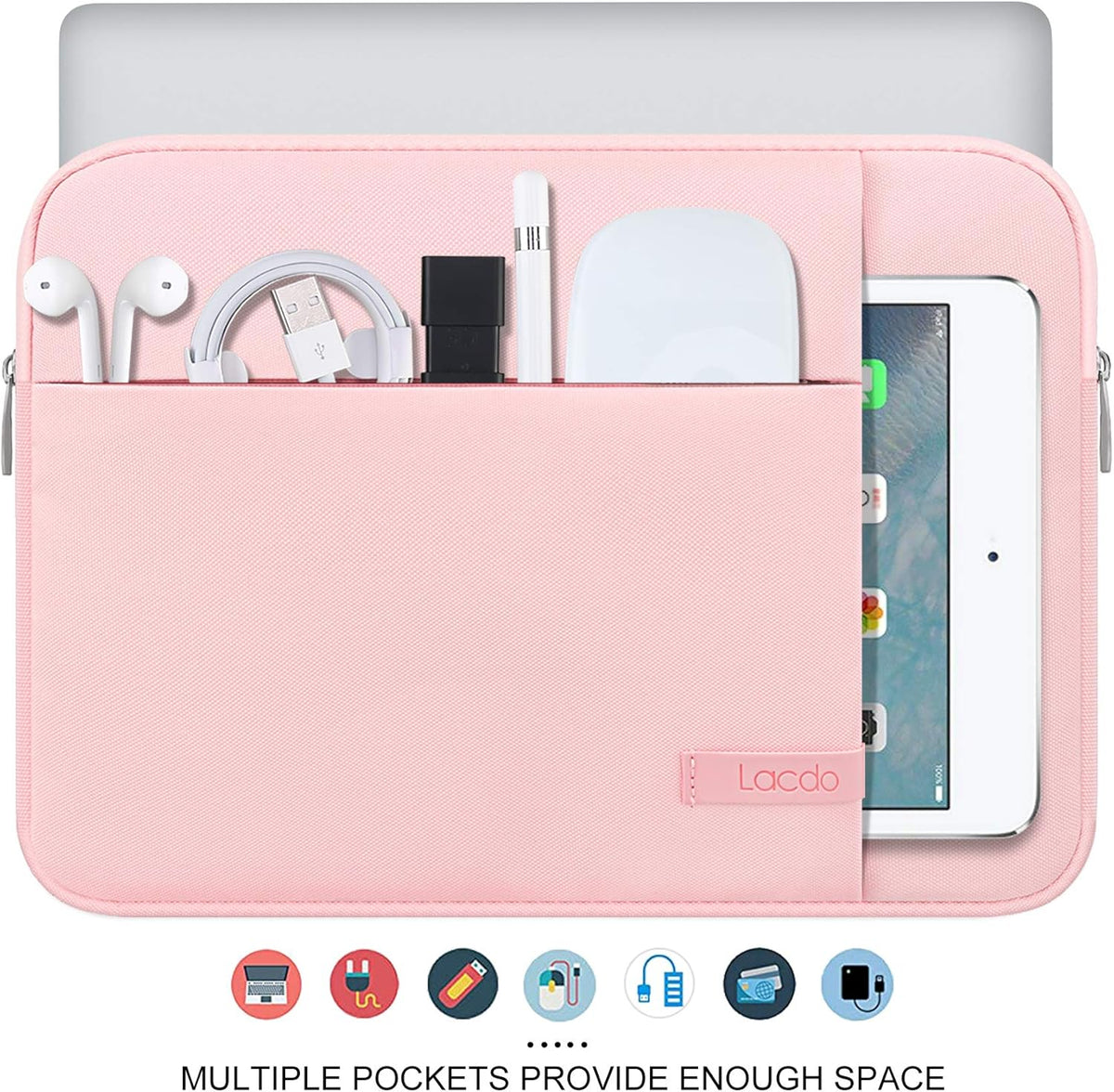 Lacdo Laptop Sleeve Case for 14 inch New MacBook Pro M4/M3/M2/M1 Chips Pro Max A3112 A3401 A3185 A2918 A2992 A2779 2024-2021, 13.8" 13.5" Microsoft Surface Laptop 7th 6 5 4 3 Computer Bag, Pink