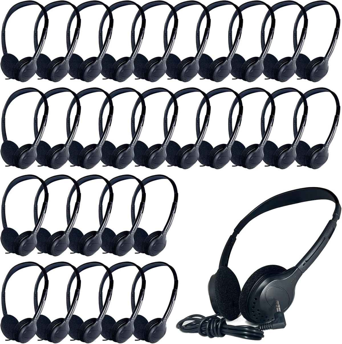 20 Pack Set 3.5 mm Adults(006 Class Headphones for Kids Students School Classroom Bulk Earphones Adjustable with Jack