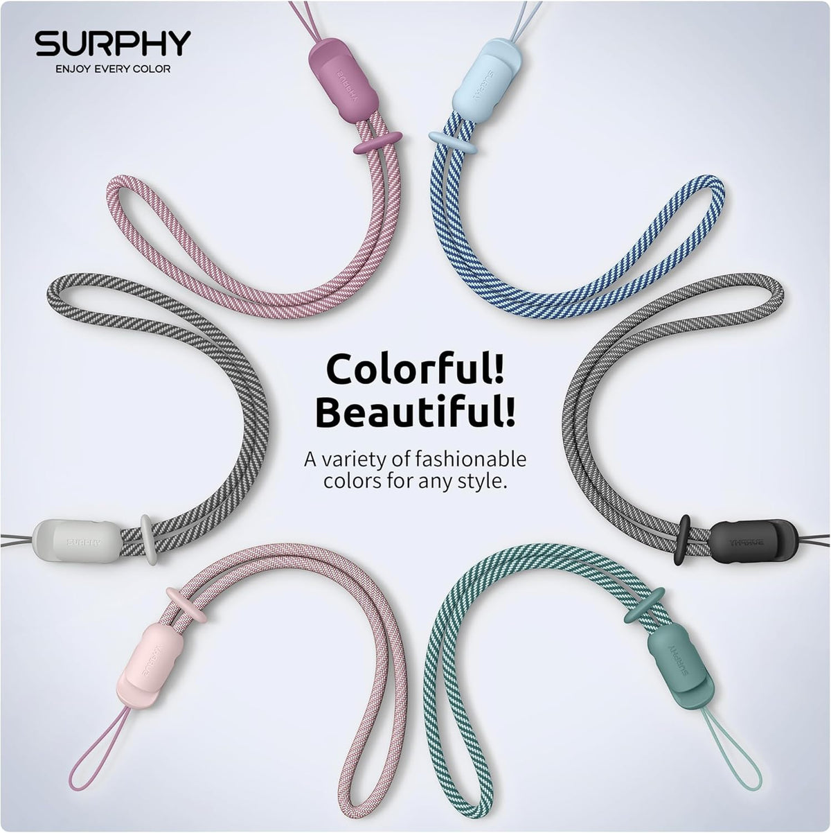 SURPHY 3 Pack Phone Wrist Strap with CellPhone Tether Tab, Cellphone Lanyard, Phone Strap with 2-Color Braided, Wrist Lanyard