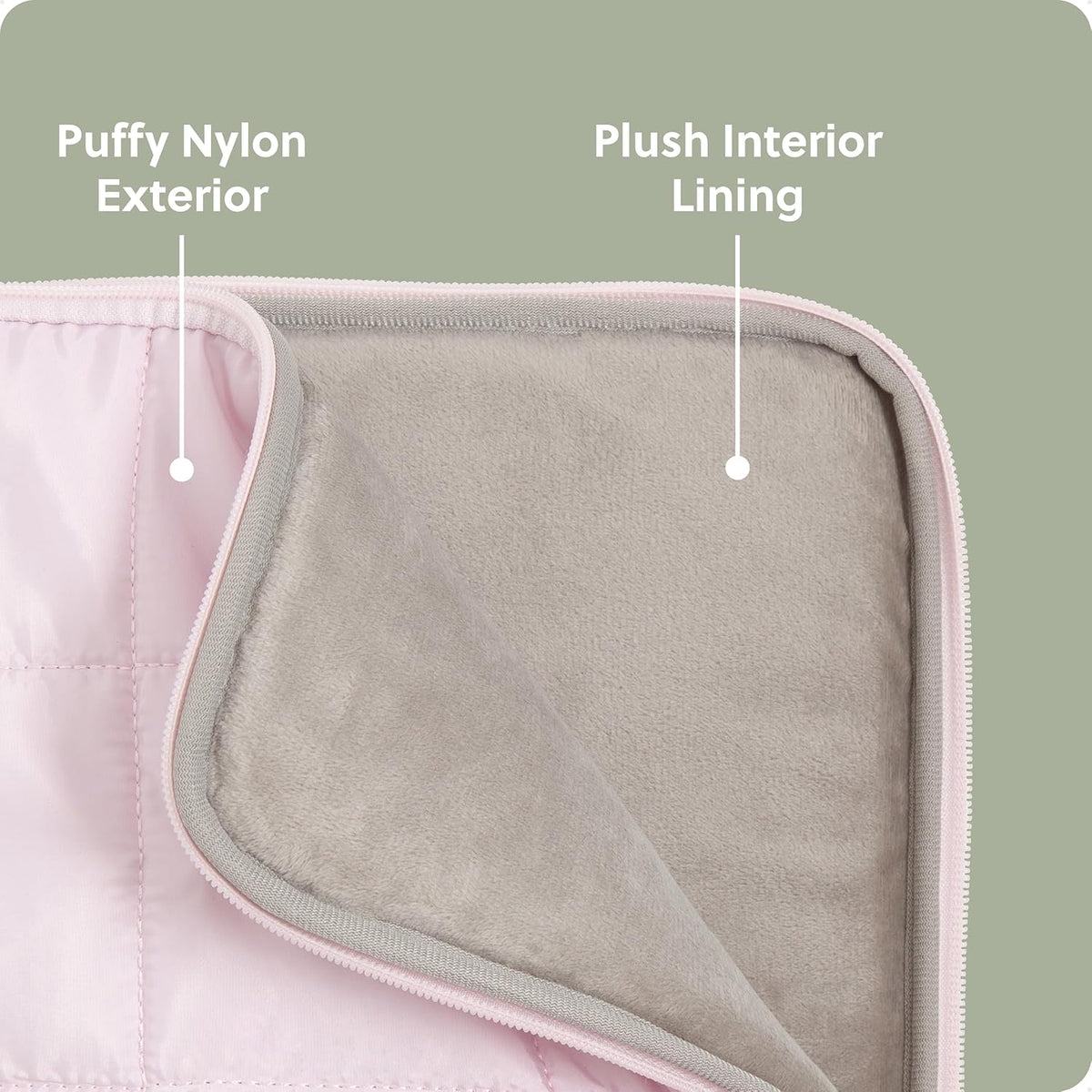 U Brands Nylon Puffer Zipping Medium Laptop Sleeve, 9.75" x 13", Computer Accessories, Laptop Bag for MacBook Pro, MacBook Air, Chromebook, HP Computer, Petal Pink