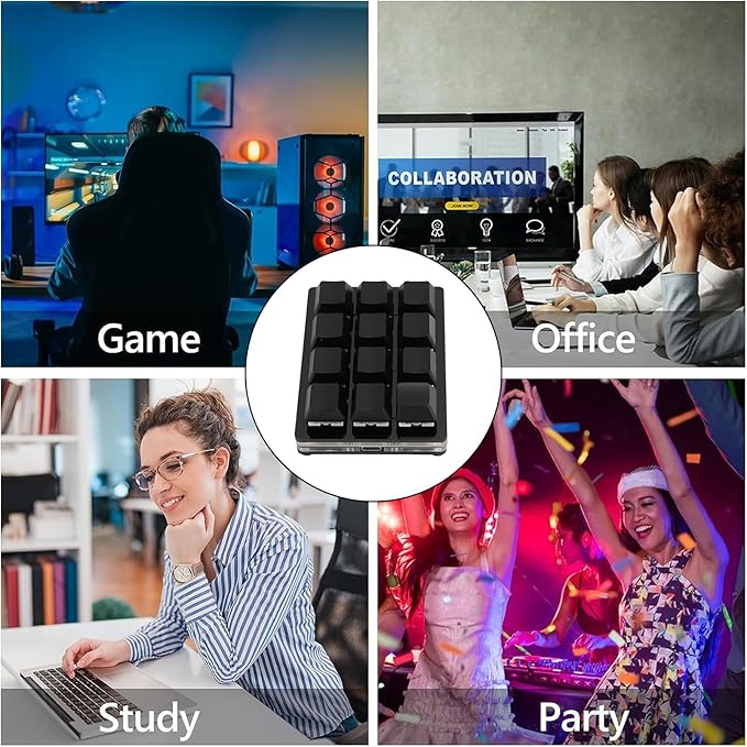 12 Key Mechanical Gaming Keyboard Mini USB Wired RGB Red Switch Programmable Macro Keyboard One Handed Mechanical Keyboard Hot Swappable Keyboard Macro Keypad for Home Office