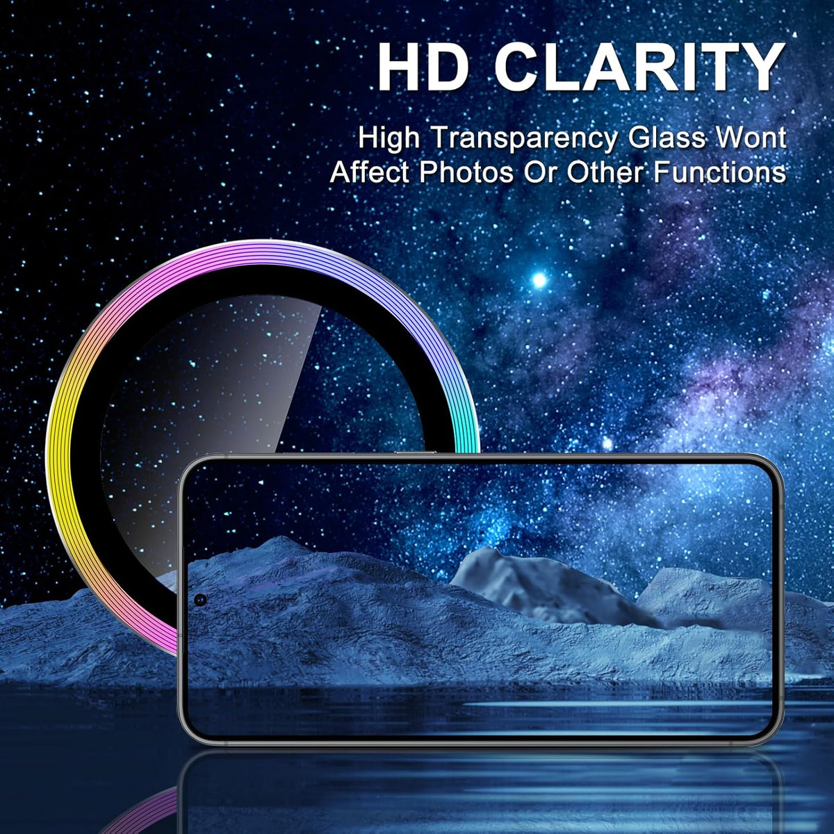 for Samsung Galaxy S24 FE Camera Lens Protector, Individual Metal Ring Tempered Glass Lens Cover, [Strong Adsorption] Scratch Resistant Ultra-Thin HD Clear Lens Cover, 1 Set-Colorful