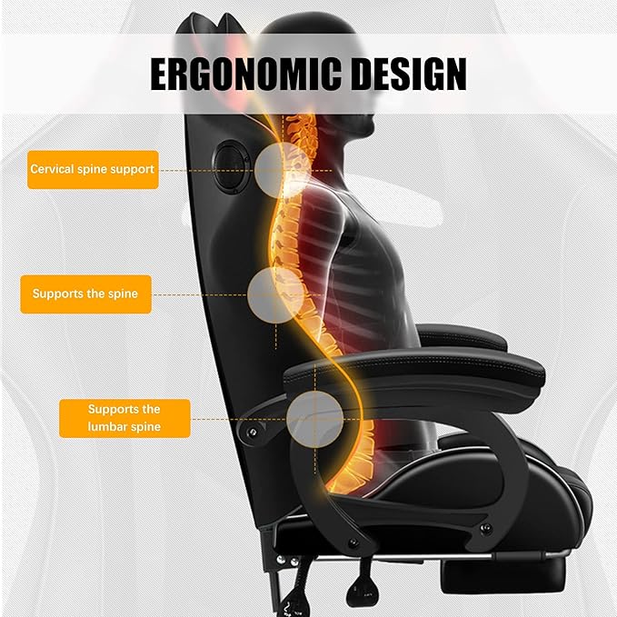 Gaming Chair with Massage and Footrest Ergonomic Computer Chair Video Gaming Chair with Speakers and LED Lighting High Back Racing Chair with Headrest and Lumbar Pillow.Red