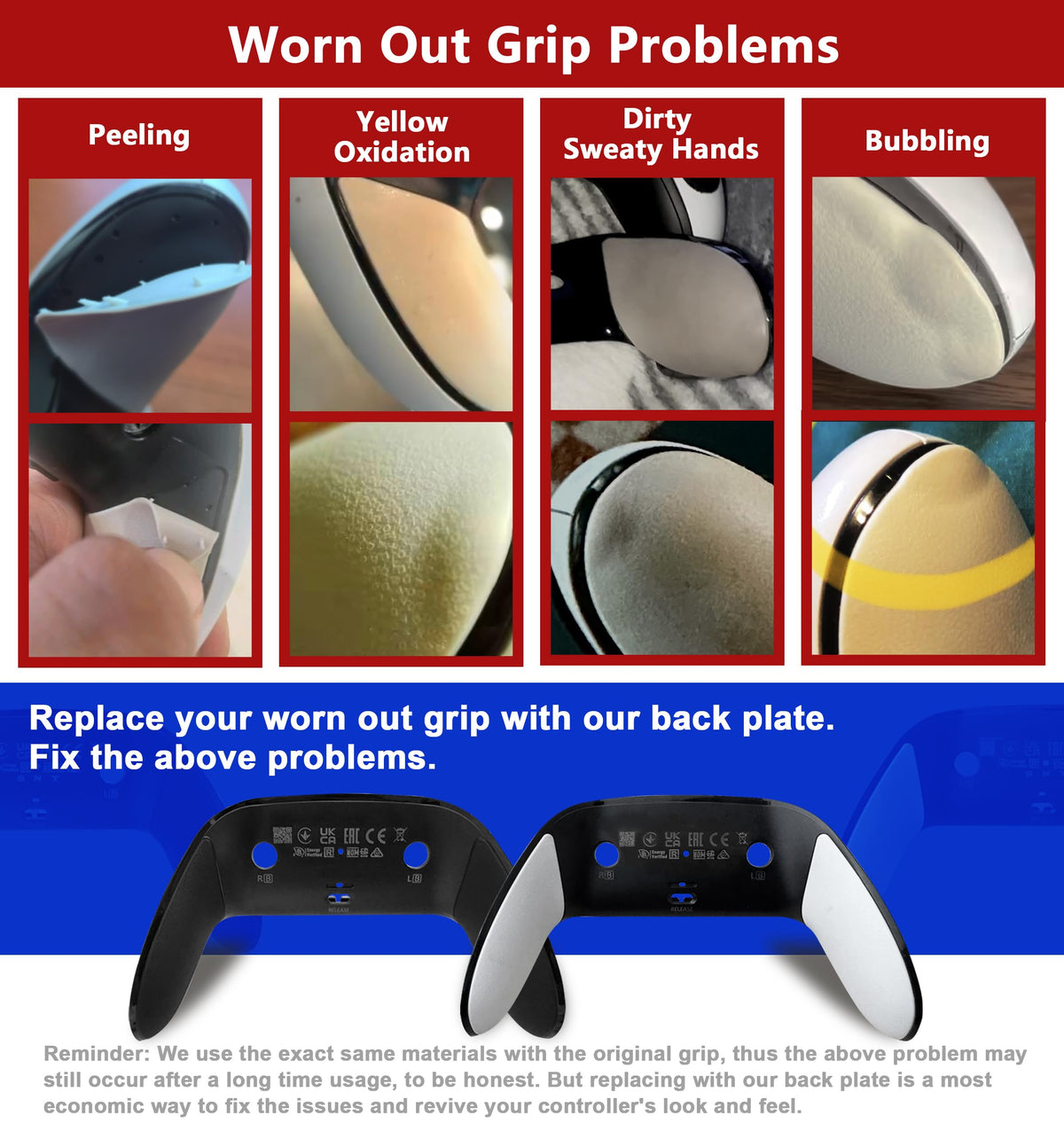 VOOCAT A Pair of Replacement Back Shell Cover Trim for DualSense Edge Controller Compatible with PS5 DSE - Clip-On Housing with OEM-Spec Soft Cam
