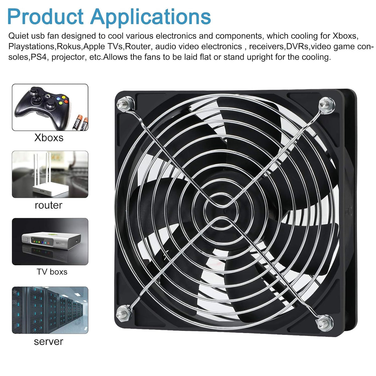 120mm 110V 115V 120V 3V 12V, AC Powered Fan with Speed Controller DC to for Router Receiver DVR PlayStation Xbox