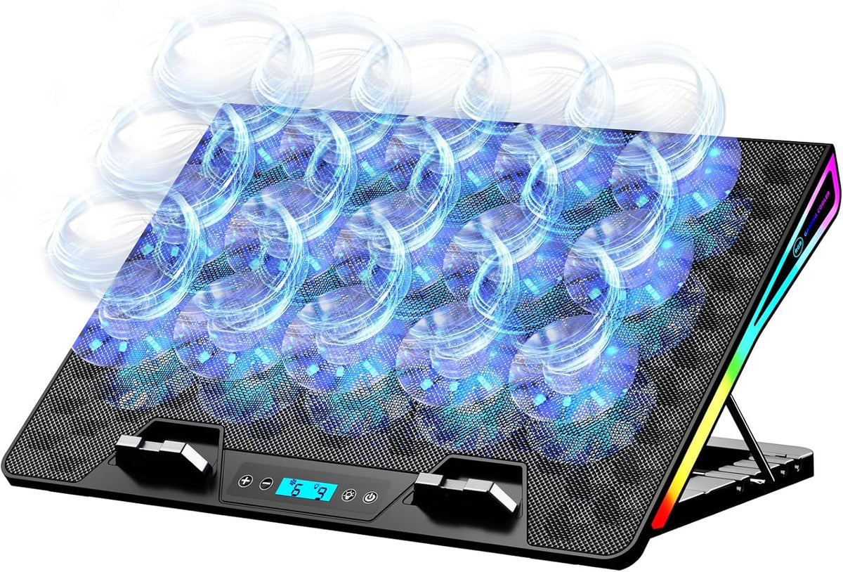 AICHESON Laptop Cooling Pad, 15 Powerful Cooling Fans, Gaming Laptop Cooler with RGB Lights for 15-17.3 inch PC Computers