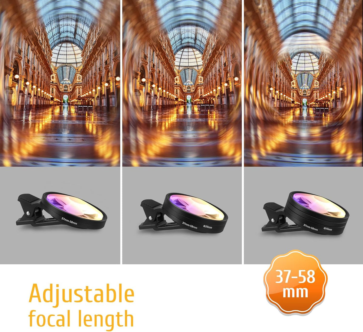 Prism Lens for iPhone & Android - Swirl Twist Blur Effect Filter, Tunnel Vision Lens, K9 Optical Glass, Durable Metal Frame - Portable Creative Tool for Cinematic Photos & Videos