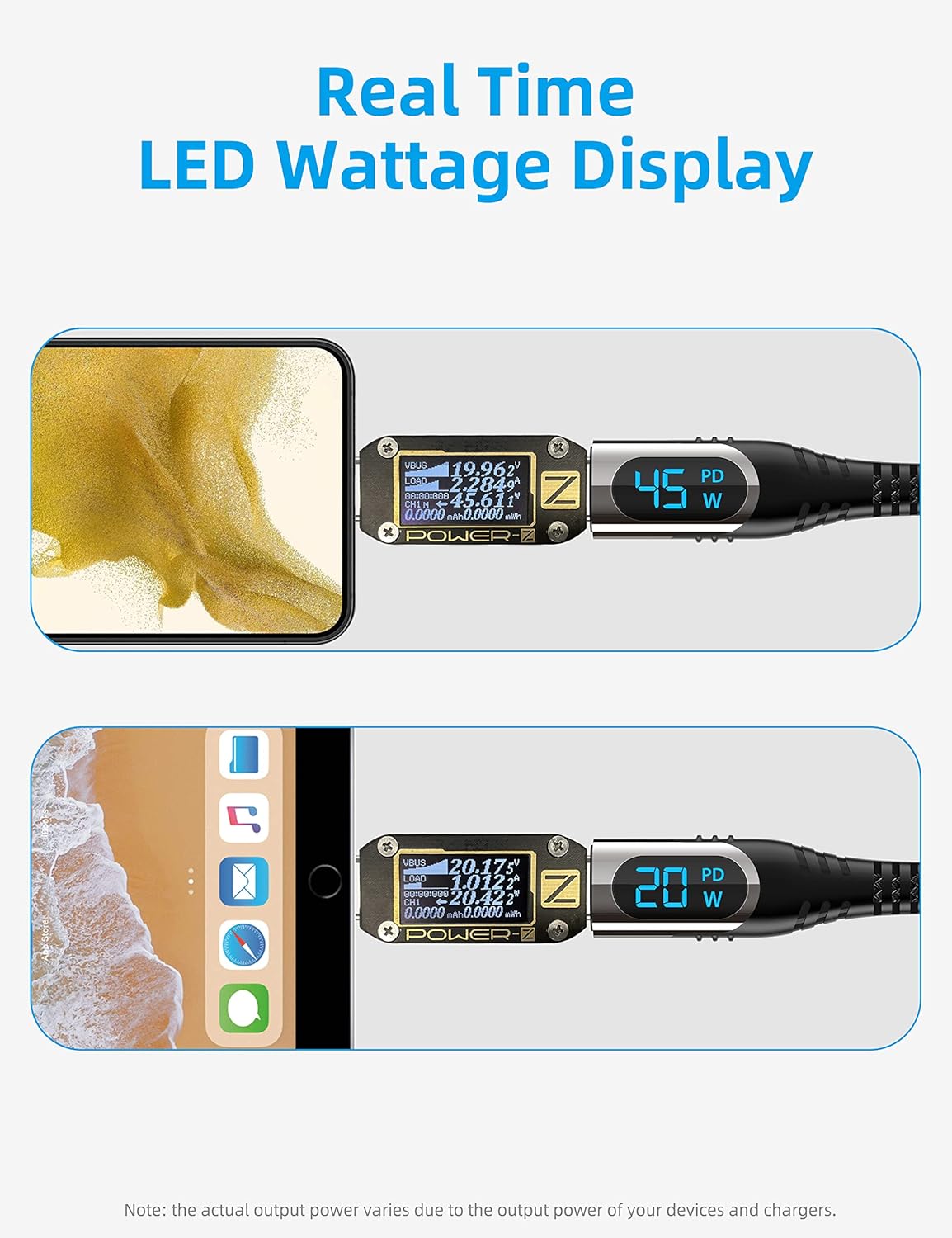 10ft Long USB C to USB C Cable (100W 5A) with LED Display, Fast Charging for iPhone 15, MacBook, Galaxy S23, Pixel.