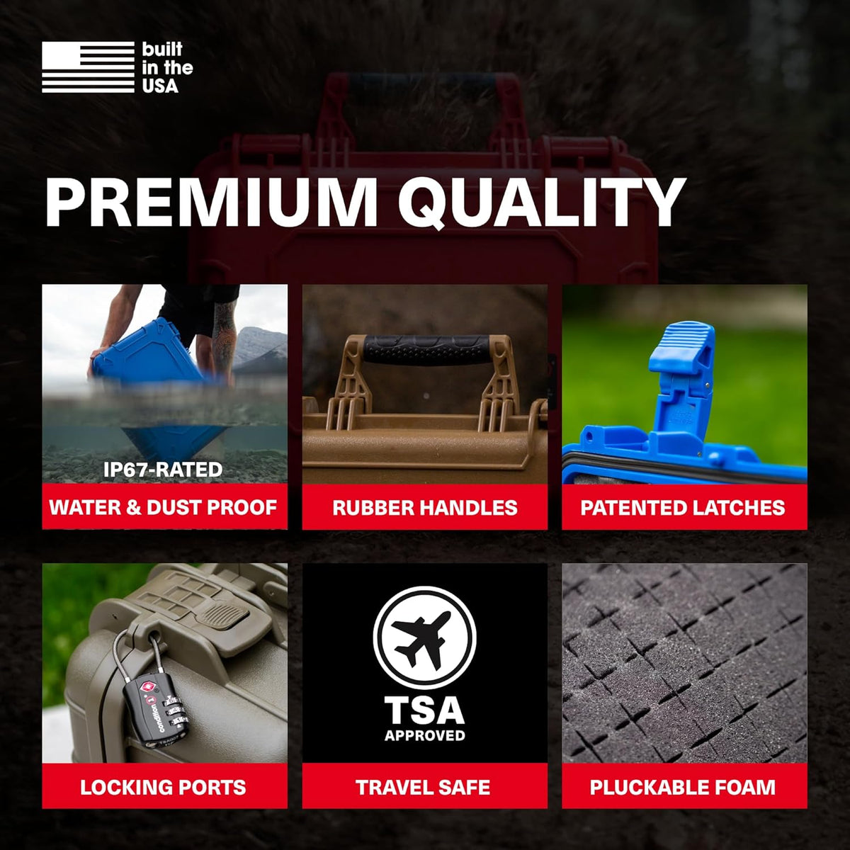 Condition 1 25" Large Waterproof Hard Case Model 839 with Foam, Portable Protective Storage Box for Travel, Hunting, Military, Tactical, Made in USA, 24.50"x 19.46"x8.41" Black