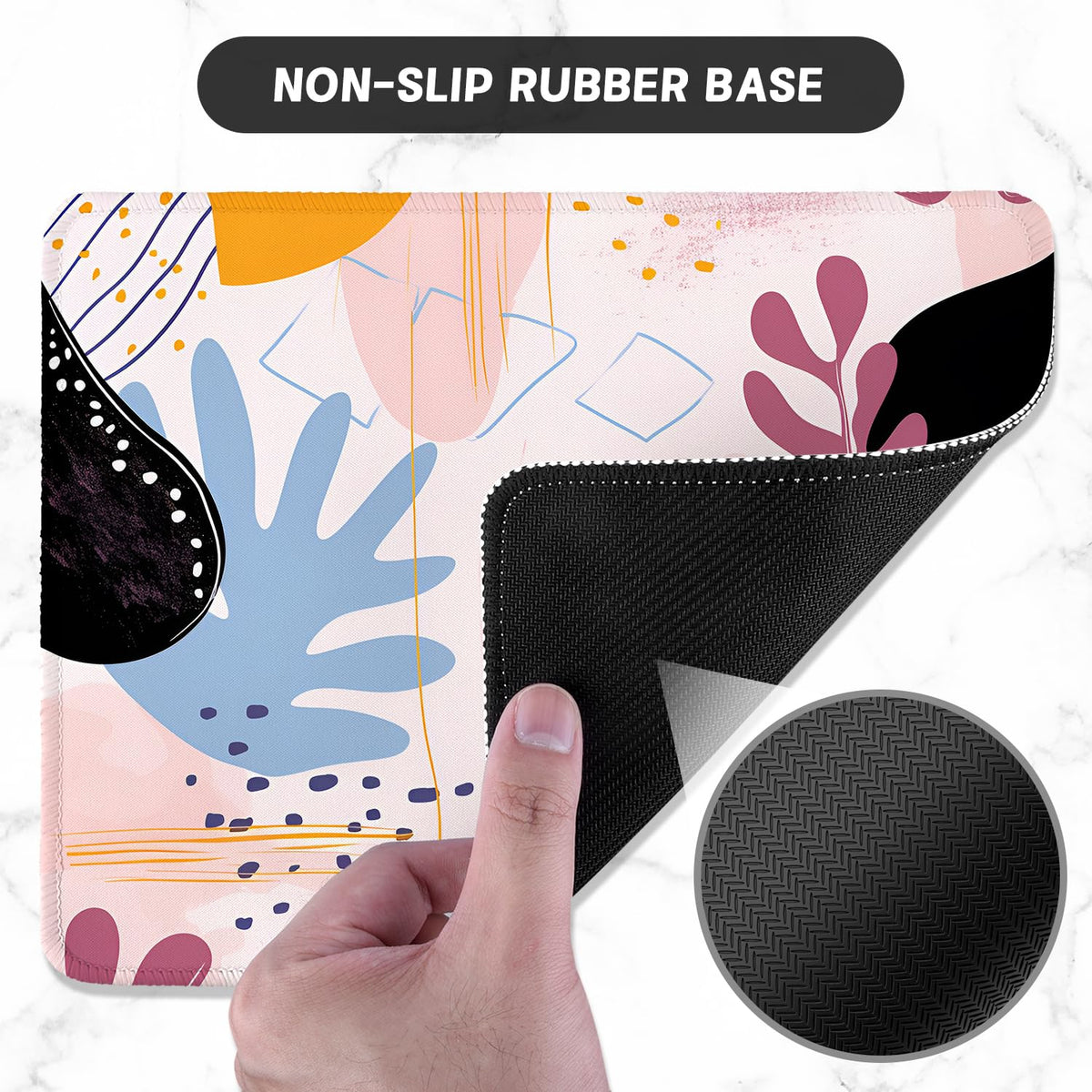 ITNRSIIET Mouse Pad with Stitched Edge Premium Textured Smooth Precise Operation Waterproof Washable Non-Slip Rubber Base Desktop Protection Mat, 10.2×8.3×0.12 inches, Art Style Pattern