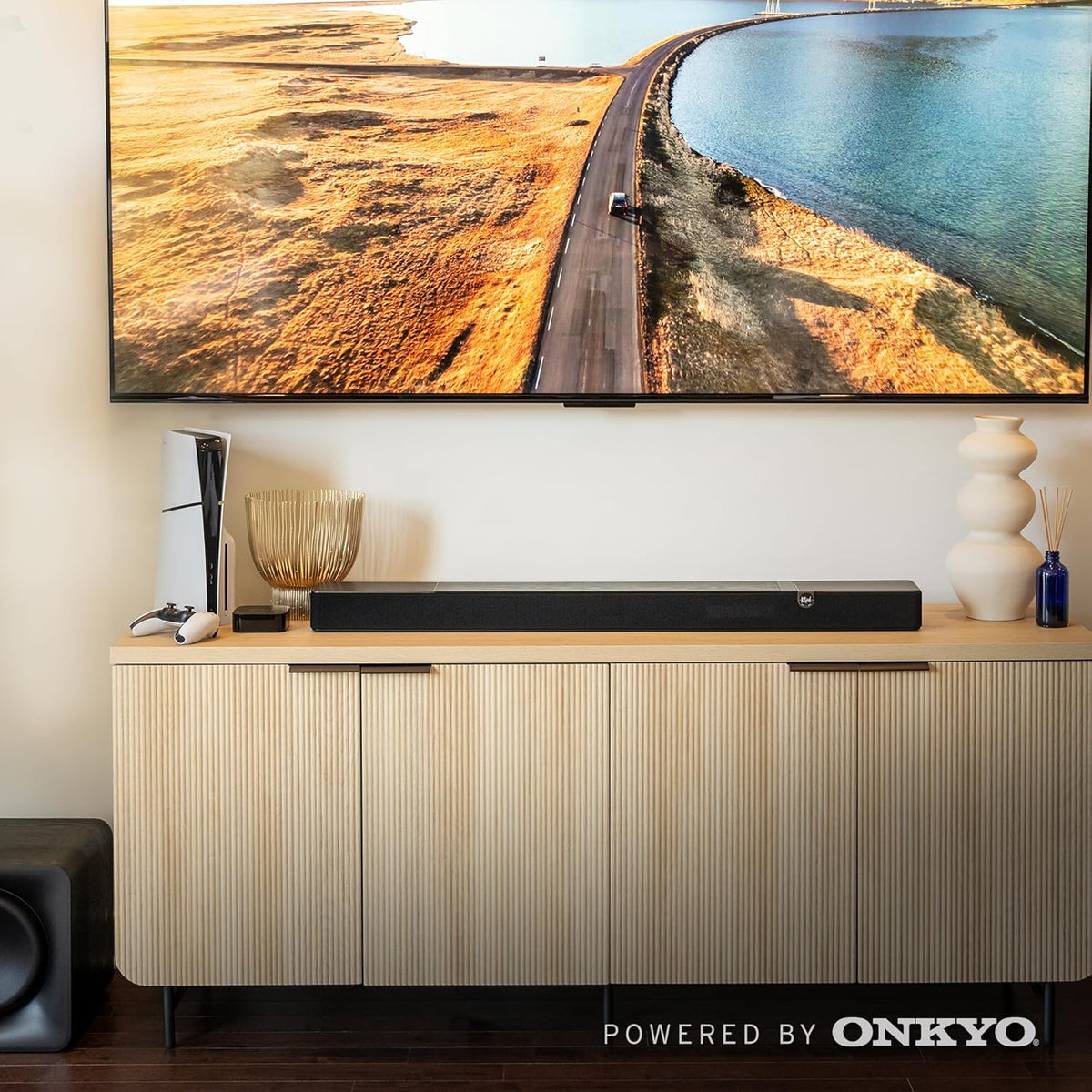 Klipsch Flexus Sound System: CORE 200 Sound Bar, 10" SUB 100 Subwoofer, Powered by Onkyo with Bluetooth, Dolby Atmos and Custom Tuned Bass - Black