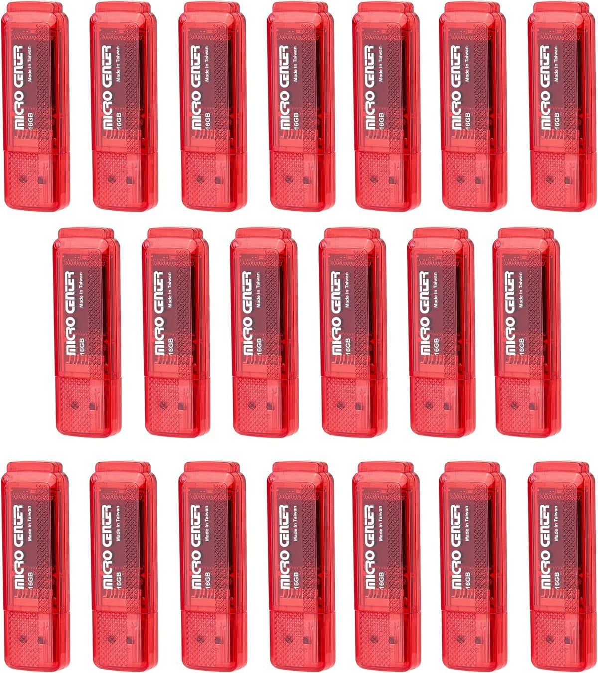 INLAND Micro Center Super Speed 20 Pack 16GB USB 3.0 Flash Drive Memory Stick Thumb Drive Data Storage Jump Drive Bulk, Much Faster Than USB2.0 Flash Drive, Red