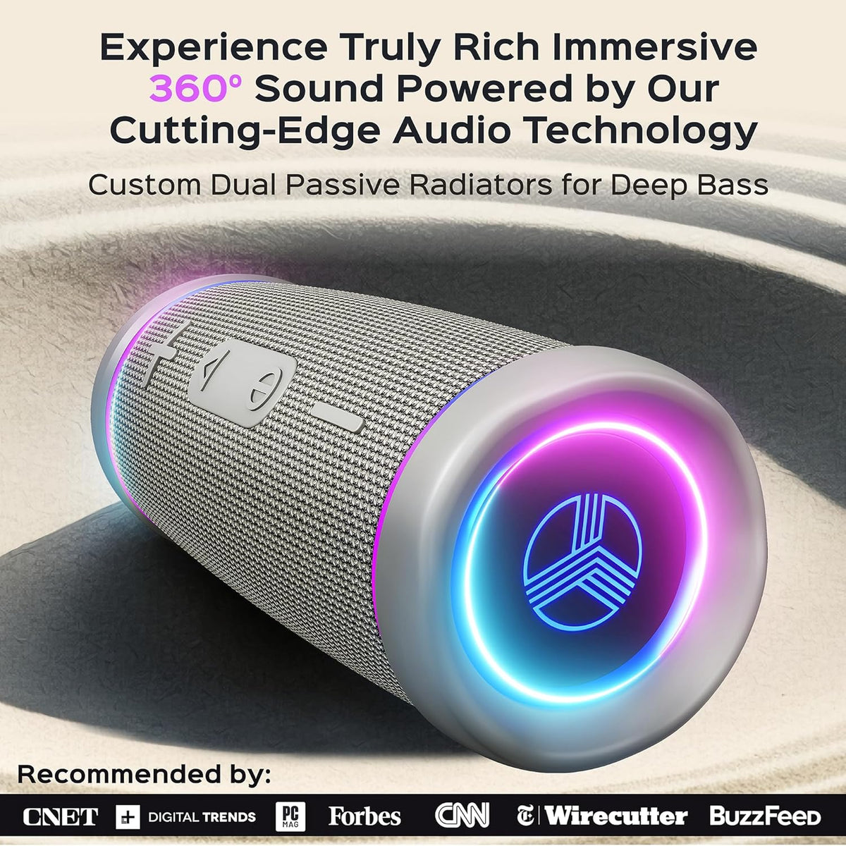 TREBLAB HD77 Bluetooth Speaker - Powerful 360° Sound with Impactful Bass, 30W Portable Wireless Audio, 20H Battery, IPX7 Waterproof, TWS Stereo, Shockproof Design for Outdoor, Beach, Pool, Jobsite