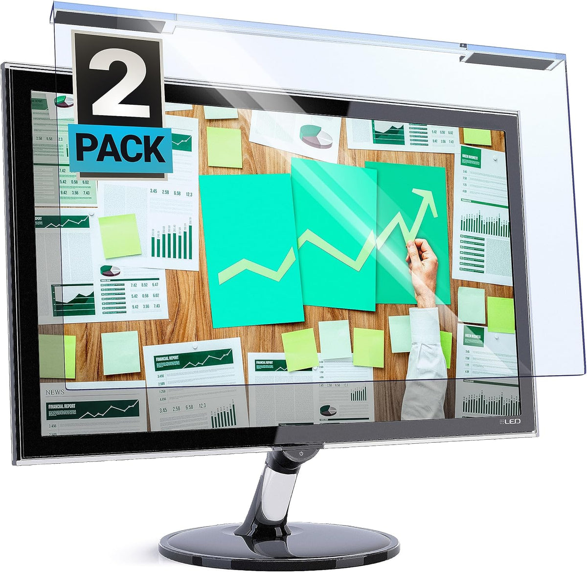 VINTEZ Blue Light Screen Protector for 27 Inch Computer Monitor and Laptop – Anti-UV Blue Light Blocking Film for Desktop PC, Eye Protection Filter, 24" x 14", 2 Pack