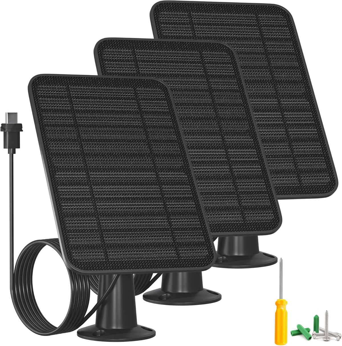 5W Solar Panel for Blink Camera Outdoor, Solar Panel Charger with Battery Compatible with New Blink Outdoor 4 (4th Gen) Camera, with 13.1ft Cable, IP65 Weatherproof, Includes Secure Wall Mount, 3 Pack
