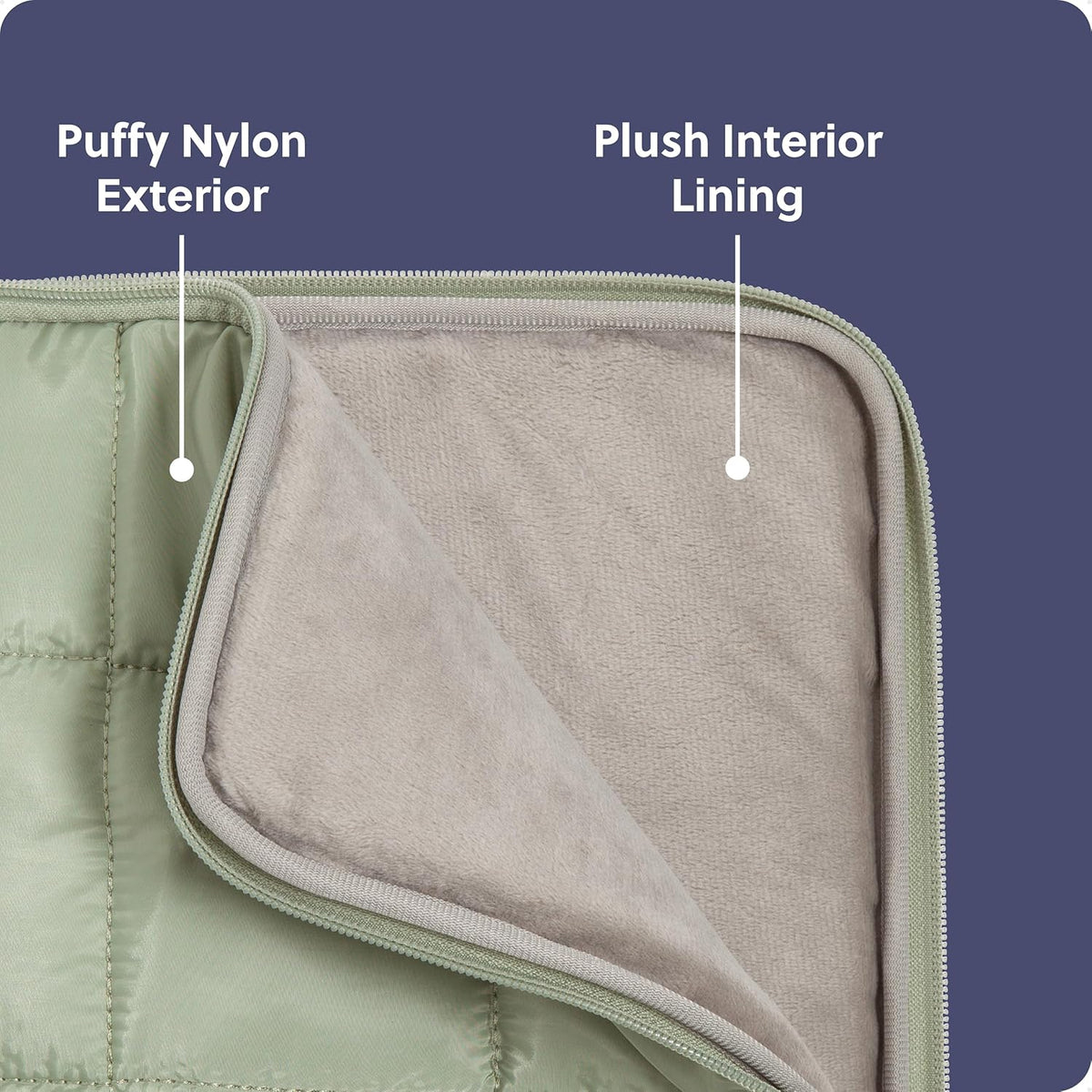 U Brands Nylon Puffer Zipping Medium Laptop Sleeve, 9.75" x 13", Computer Accessories, Laptop Bag for MacBook Pro, MacBook Air, Chromebook, HP Computer, Matcha Green