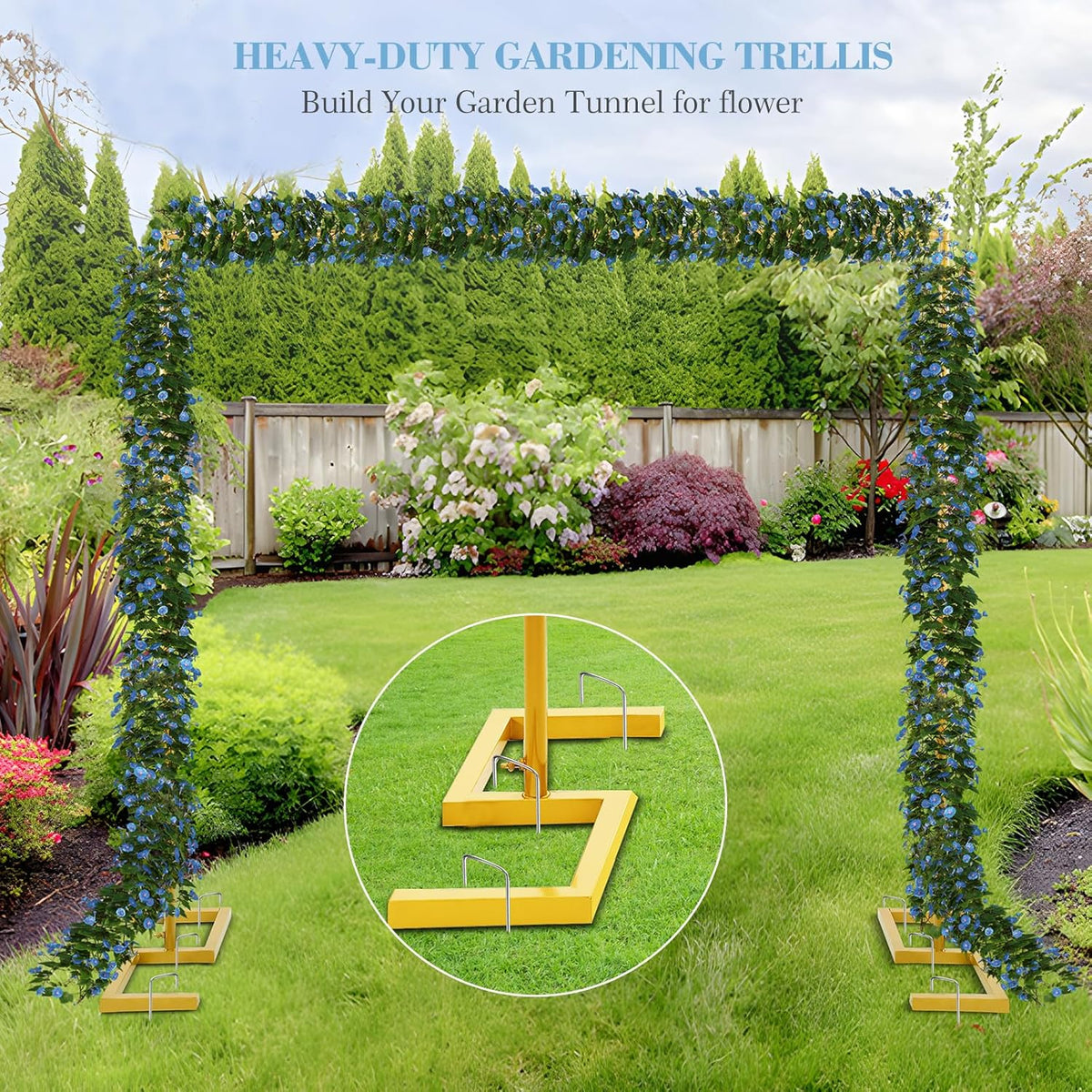 8.2FT 2 Square Wedding Arch Backdrop Stand,Balloon Arch Stand, Metal Gold Backdrop Adjustable Stand Heavy Duty, Extra