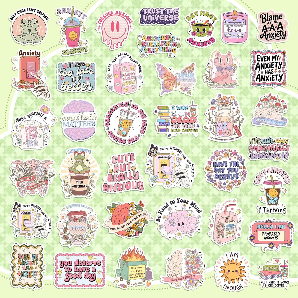 300 PCS Mental Health Stickers, Vinyl Therapy Stickers for Mental Health Journal, Positive Quote Decals for Adult