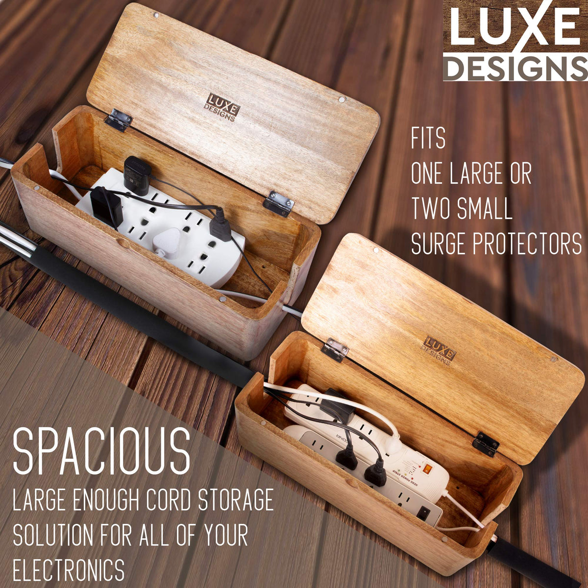 Large Cable Management Box - Cable Organizer Box and Power Strip Box for Electrical Cord Management - Hide Desk Cord and Floor Cables - Wire Storage and Organization for Cords