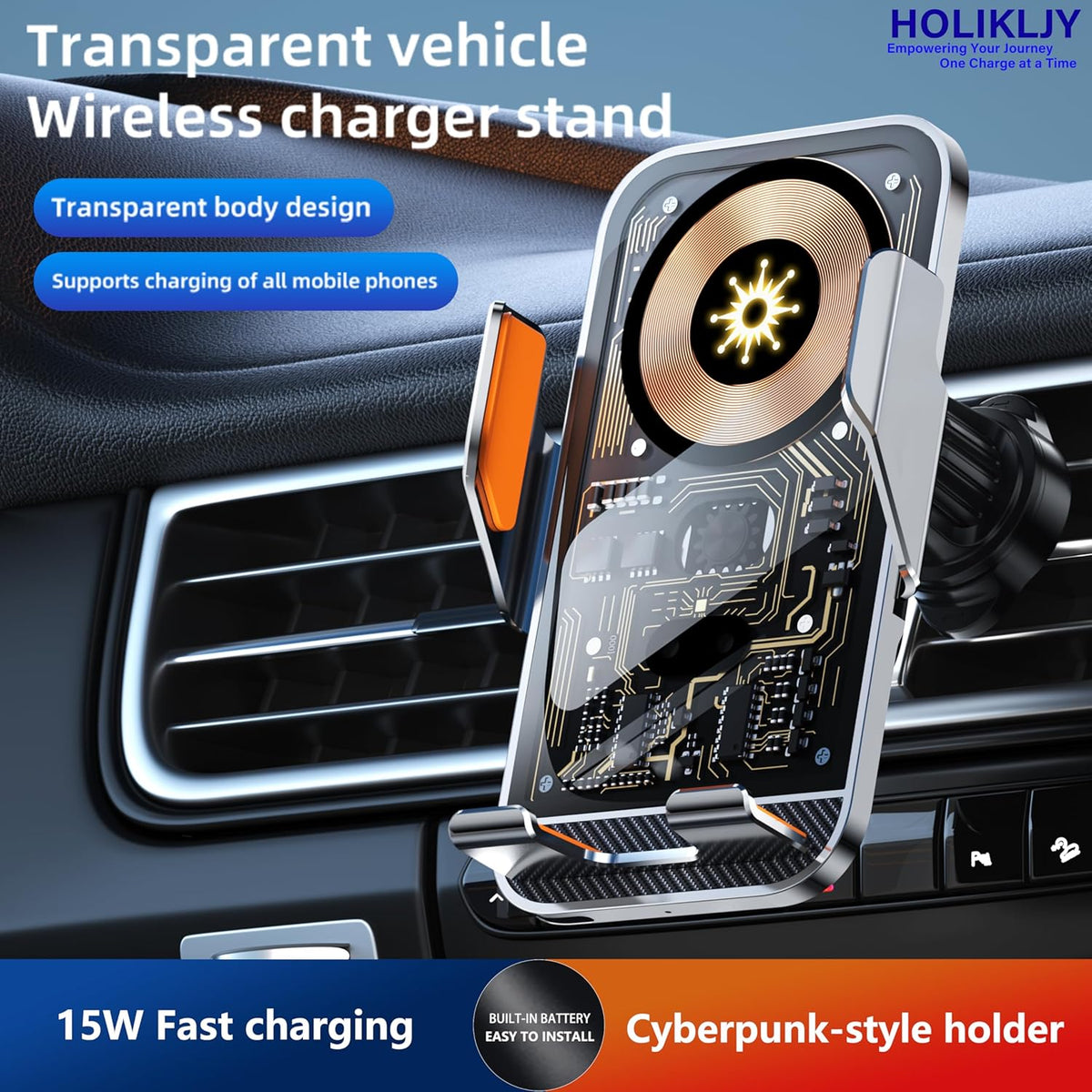 Car Phone Holder Charger Wireless Cell Phone Car Mount - 15W Fast Charging Auto-Clamping Air Vent Car Phone Mount Charger for iPhone 16 Pro Max 16 15 14 13 12 Pro and Sumsung Galaxy Series
